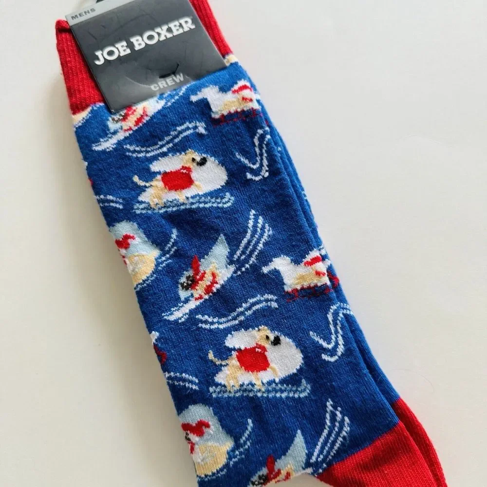 NEW Joe Boxer Funny Ski Sled Dog Novelty Crew Socks Geek Men Winter Holiday Gift